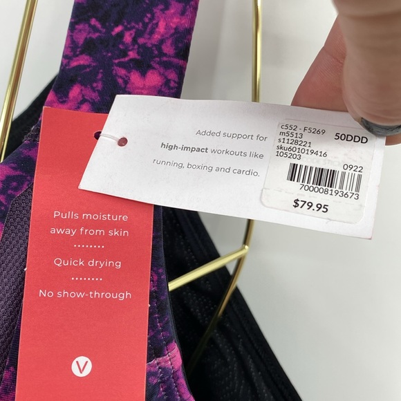 LIVI Lane Bryant Sports Bra Womens Size 50DDD Purple Pink Max Support Underwire - Picture 5 of 9